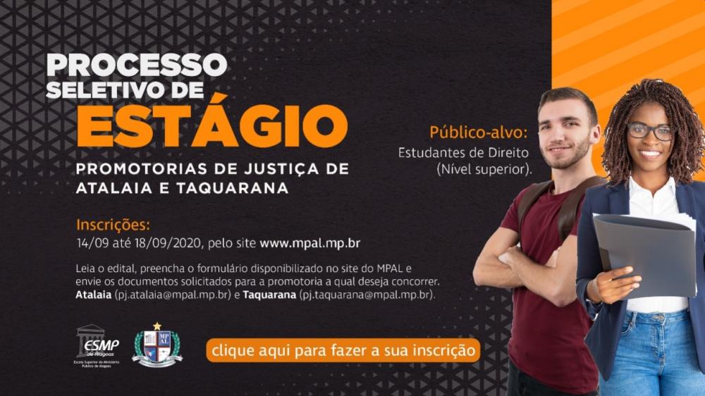 Oportunidade de estágio no MP em Atalaia.