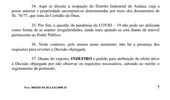 TJ nega liminar ao Agravo de Instrumento. 