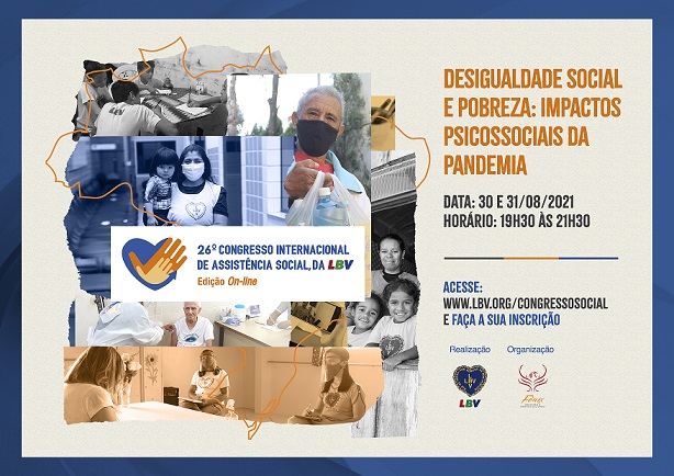 Evento Internacional de Assistência Social vai discutir o tema “Desigualdade social e pobreza: impactos psicossociais da pandemia”.