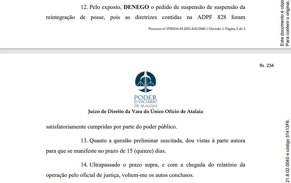 Decisão é desta quinta-feira, dia 12 de agosto.