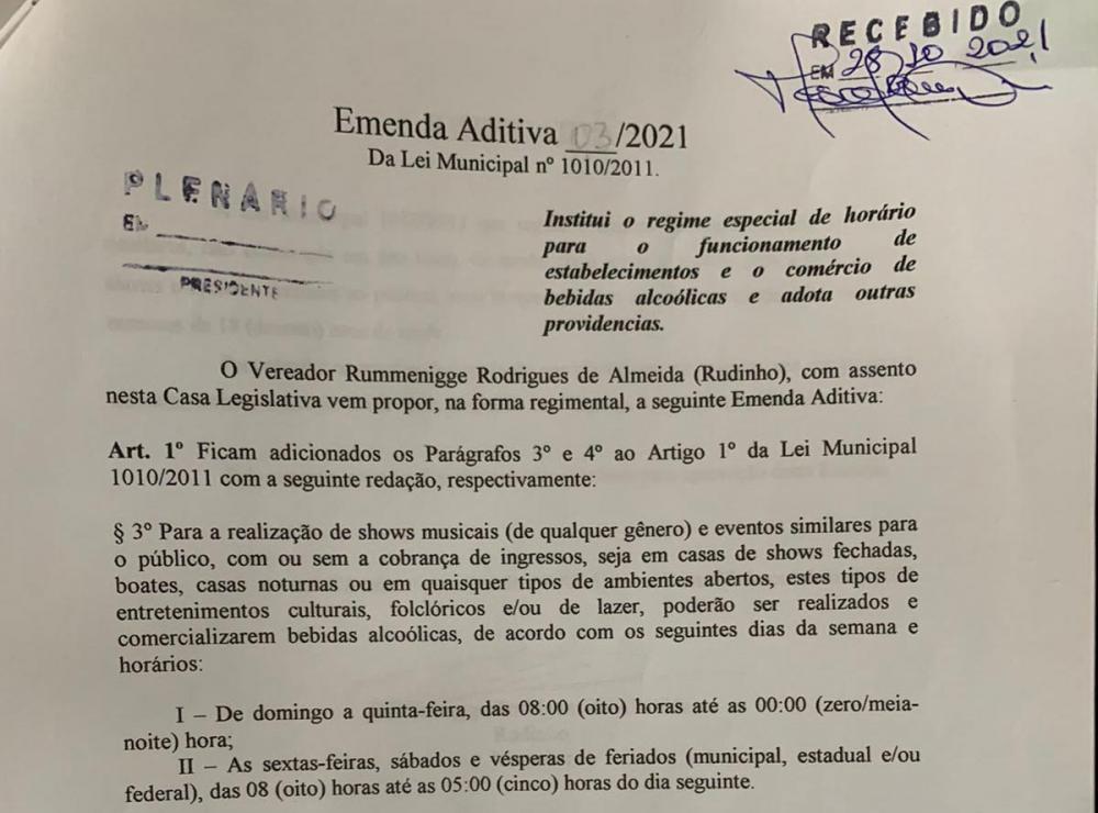 Emenda Aditiva à Lei 1010/2011.