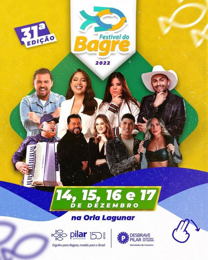 Prefeitura Municipal de Pilar retoma, após dois anos de suspensão motivada pela pandemia da Covid-19, o tradicional Festival do Bagre, que vai até o sábado (17).