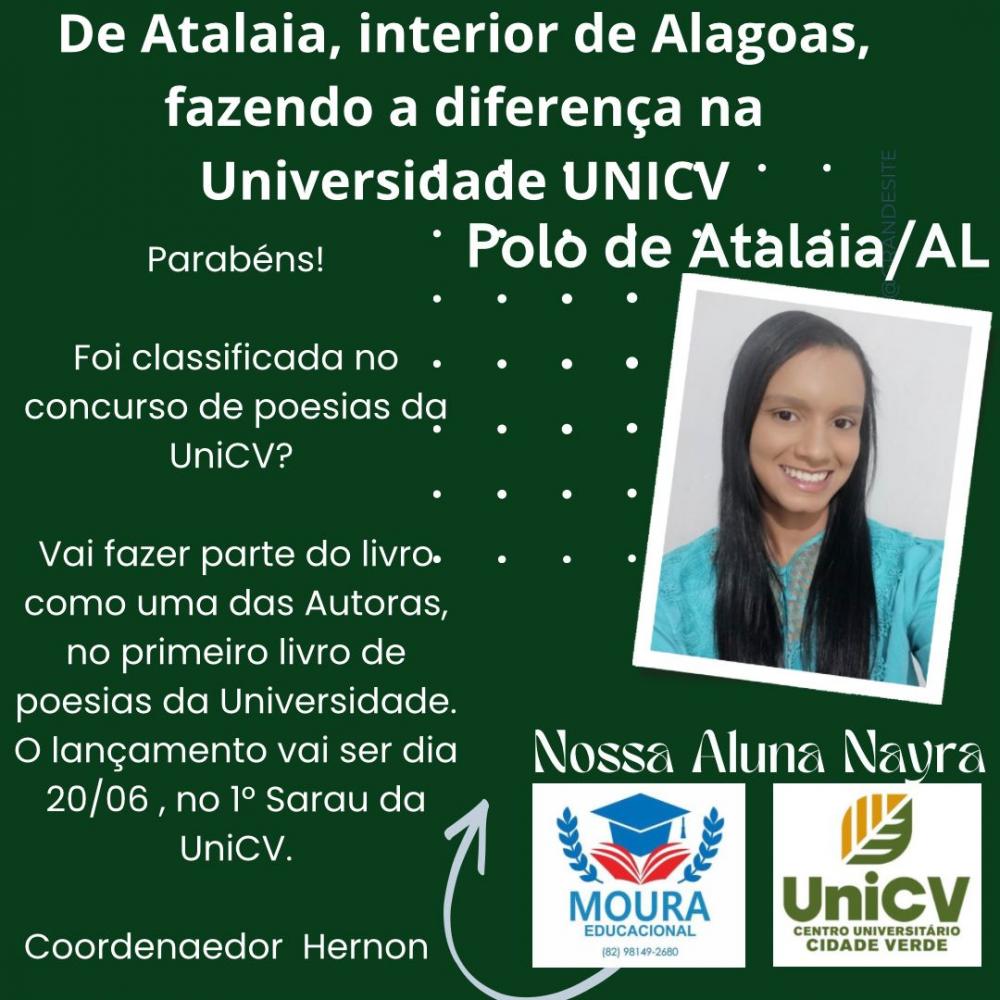 Nayra Vanessa teve seu poema Coragem classificado em concurso promovido pela Universidade.