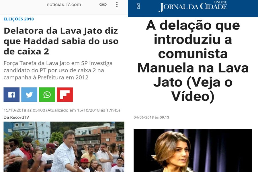 Tanto Haddad como Manuela foram alvo de denuncias de uso de caixa 2 em suas campanhas eleitorais. 