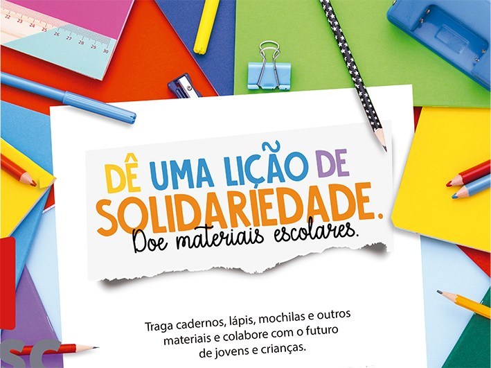 Participe desta ação solidária e doe material escolar!